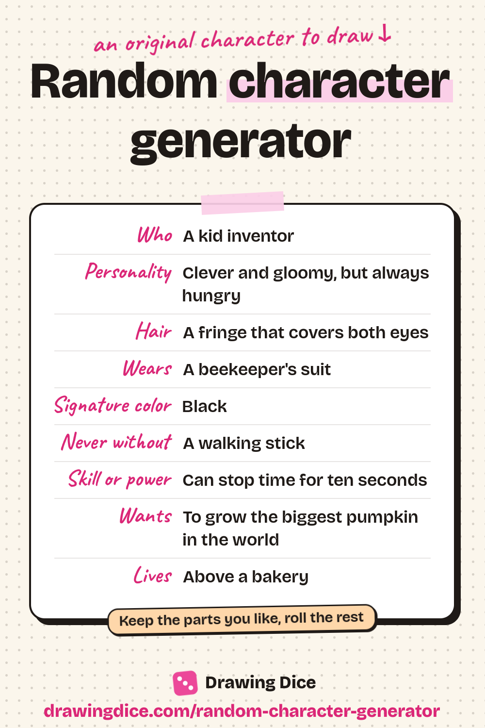 Random Character Generator: OC Ideas to Draw | Drawing Dice